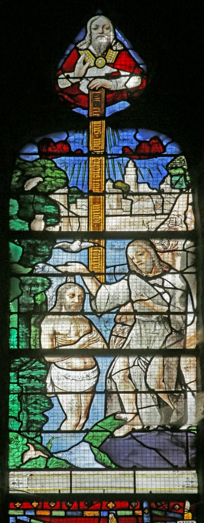 Window depicting the Baptism in Jordan by French School
